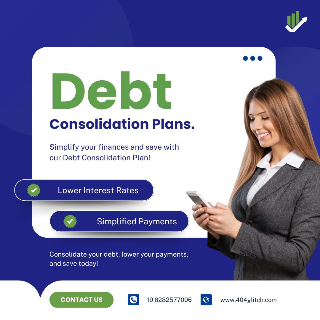 Blue Green Modern Debt Consolidation Plans Instagram Feed Ad